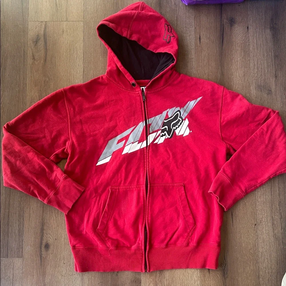 Fox Racing Red Zip-Up Hoodie with Logo !! Large